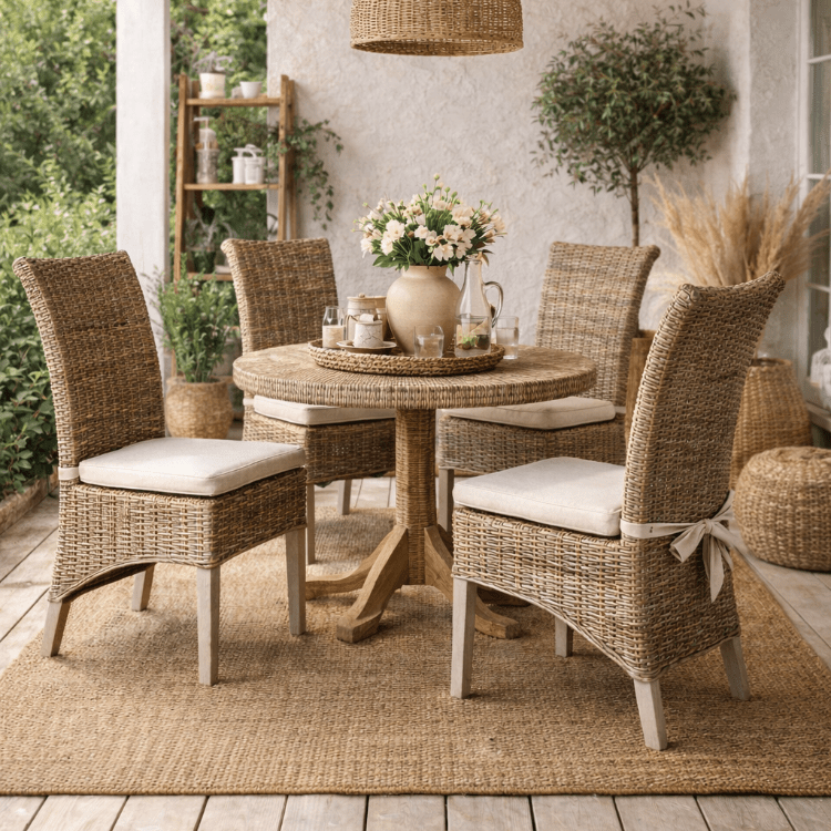 Silla de comedor ratán cojín Bianca - Vintahome