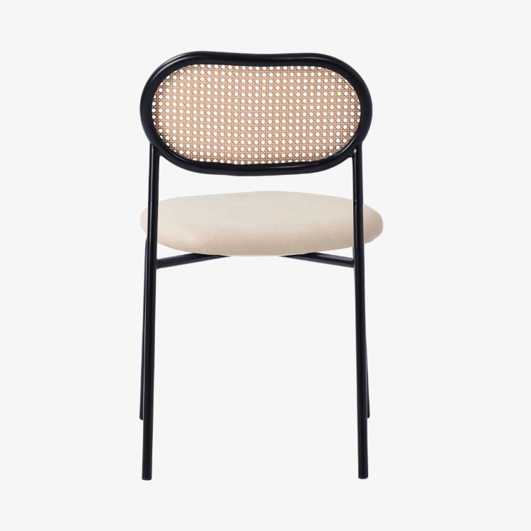 Silla de comedor ratán y asiento tapizado Zaida beige - Vintahome