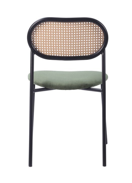 Silla de comedor ratan y asiento tapizado Zaida verde - Vintahome