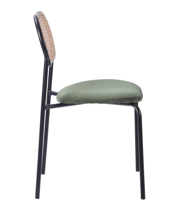 Silla de comedor ratan y asiento tapizado Zaida verde - Vintahome