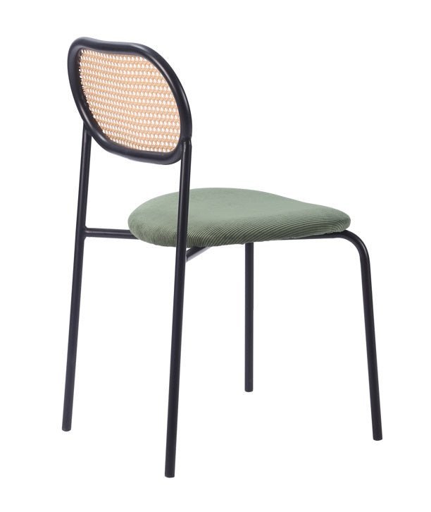 Silla de comedor ratan y asiento tapizado Zaida verde - Vintahome