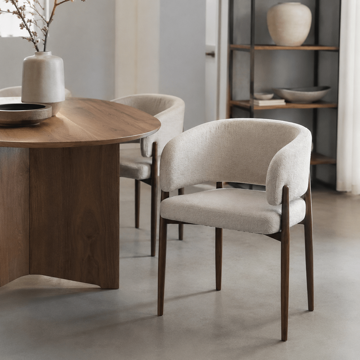 Silla de comedor reposabrazos tapizada Boras - Vintahome