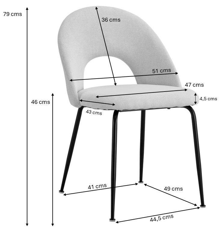 Chaise de salle à manger rembourrée en tissu pieds en acier égéen
