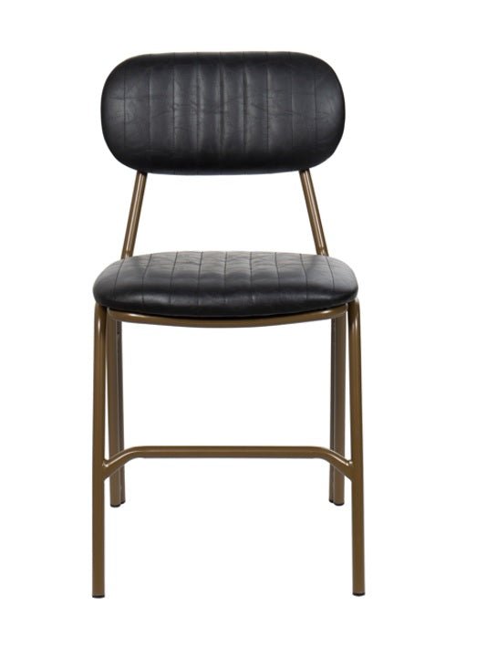 Silla de comedor vintage acero dorado y semipiel Jerald - Vintahome