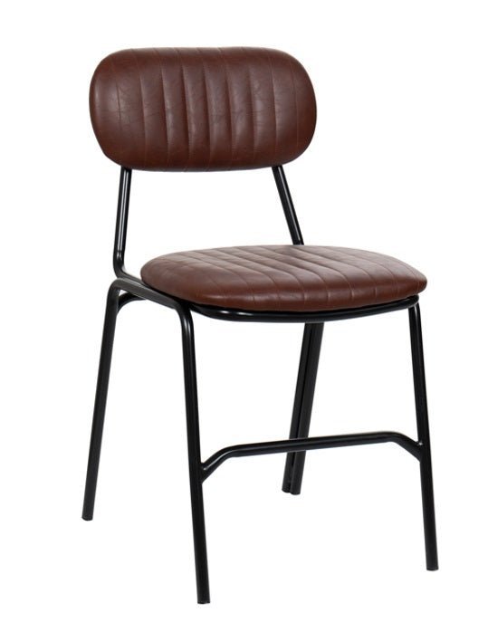Silla de comedor vintage acero negro y semipiel Jerald - Vintahome