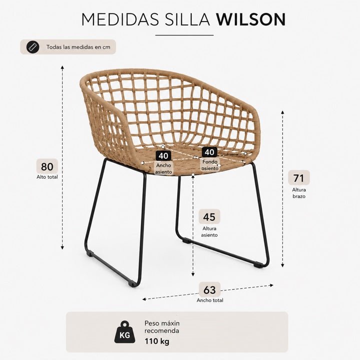 Cadeira de jantar de vime sintético Wilson com braços - Vintahome