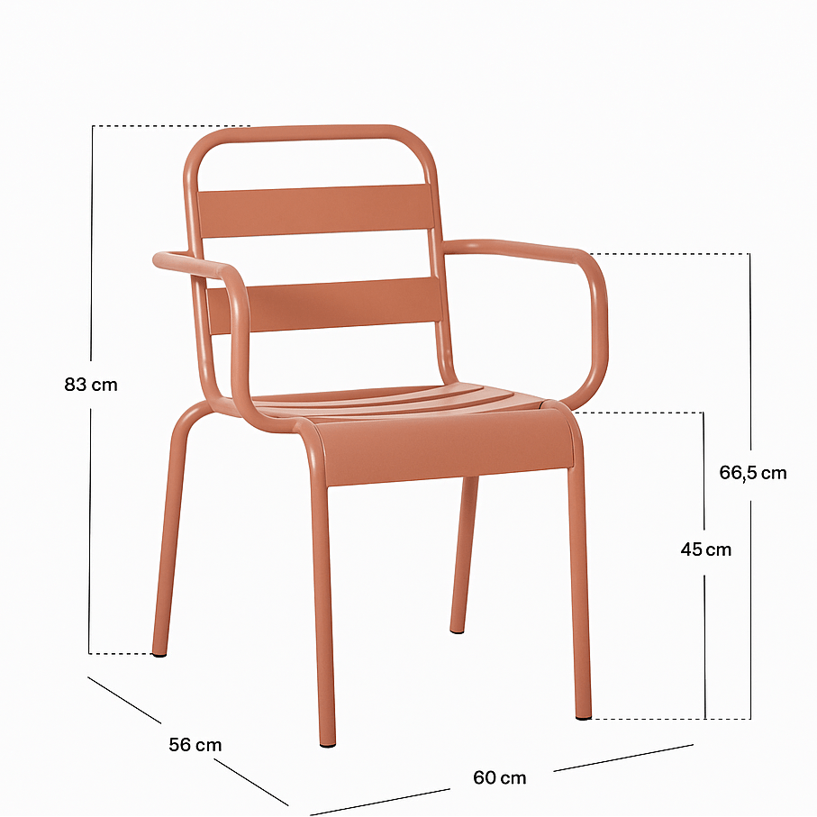 Silla de jardín de metal con brazos Oriol - Vintahome
