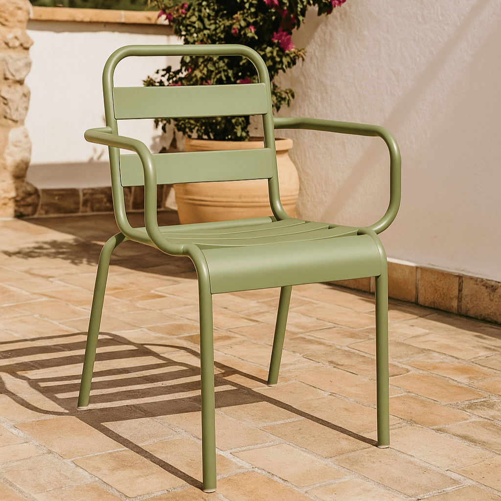 Silla de jardín de metal con brazos Oriol - Vintahome