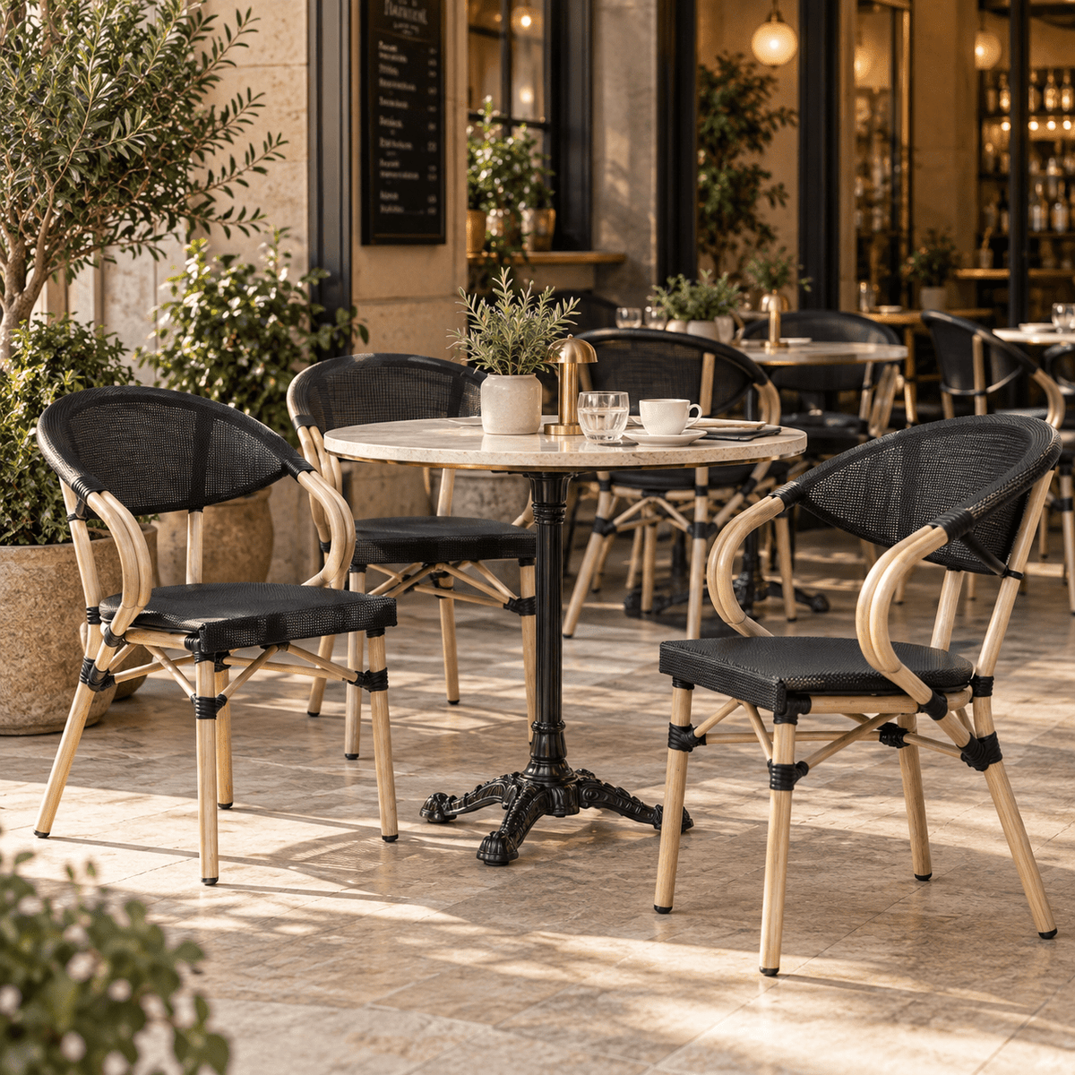Silla parisina bistró textiline Kyoto negro - Vintahome