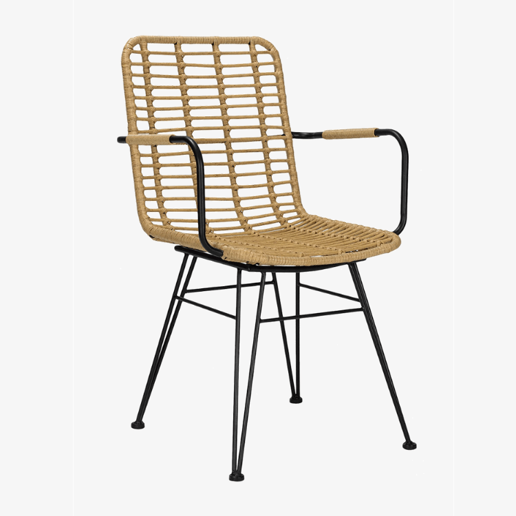 Vue latérale de la chaise en rotin synthétique Yako
