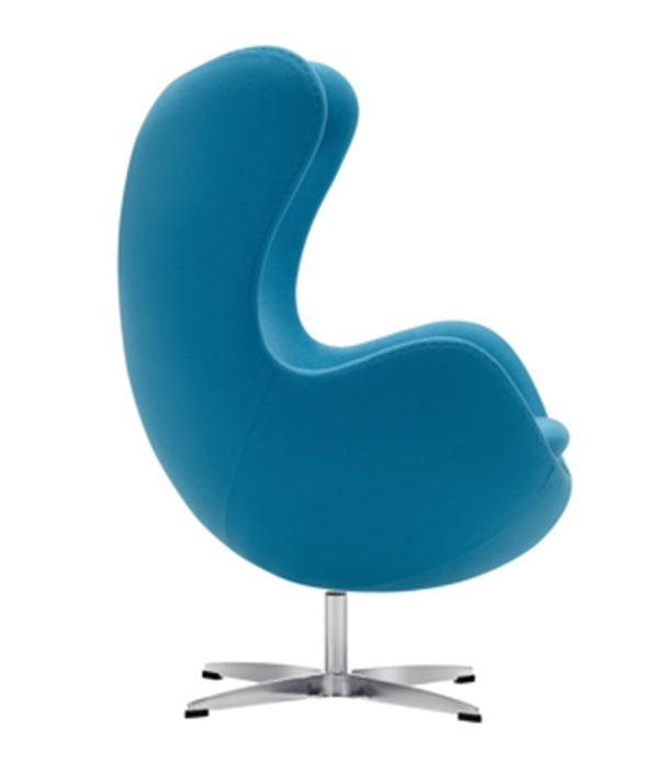 Cadeira EGG estofada em lã azul