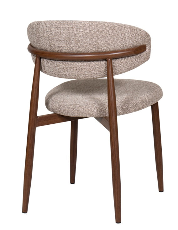 Silla de comedor nórdica acero nogal Olimpo beige