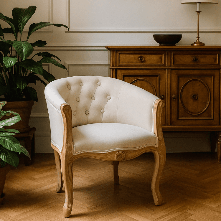 Getufteter Sessel mit Naturholzbezug - Vintahome