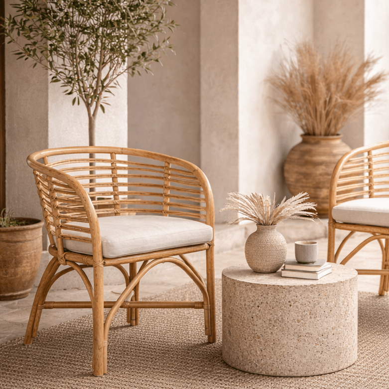 Sillón de comedor con brazos bambú natural Malawi - Vintahome