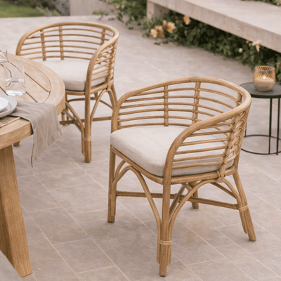 Poltrona de jantar com braços de bambu natural Malawi - Vintahome