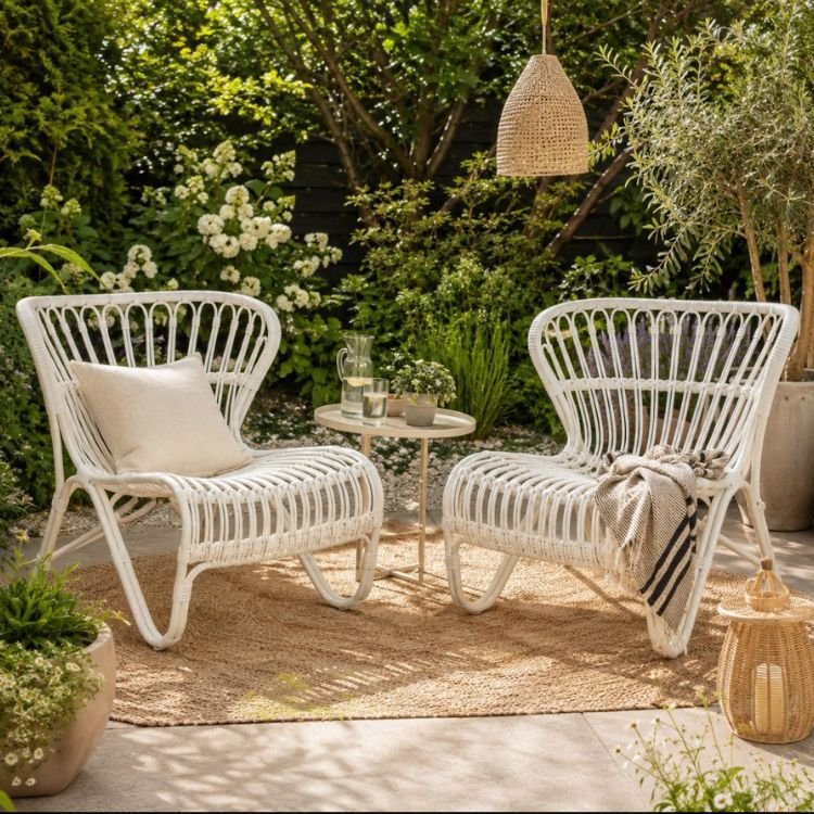 Sillón de ratán sintético blanco Mykonos - Vintahome