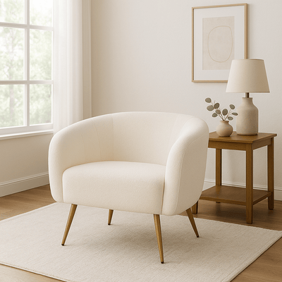 Poltrona de tecido Clara bouclé - Vintahome