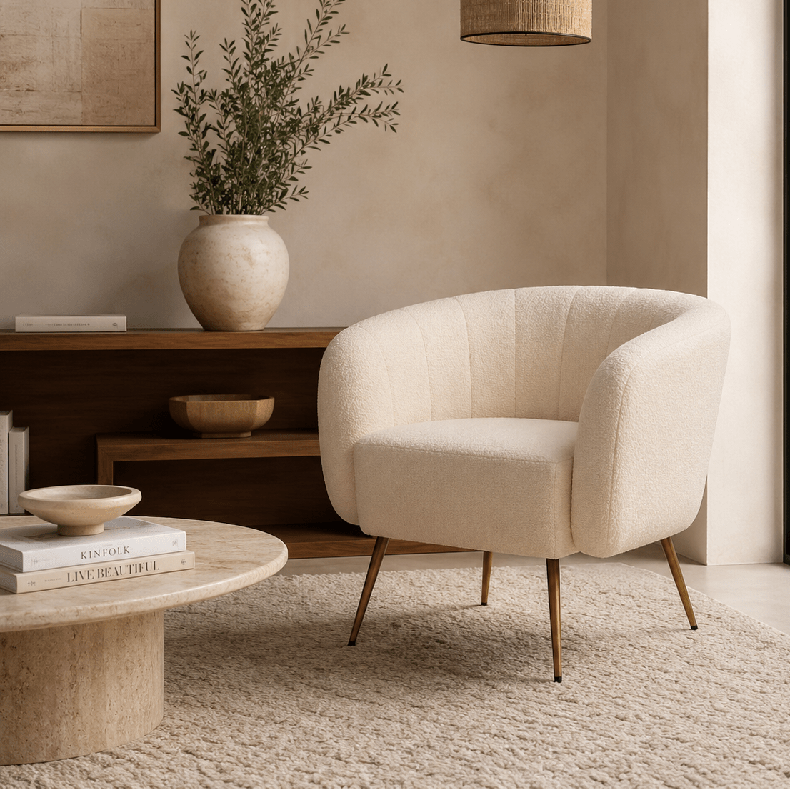 Sillón en tejido bouclé Clara - Vintahome