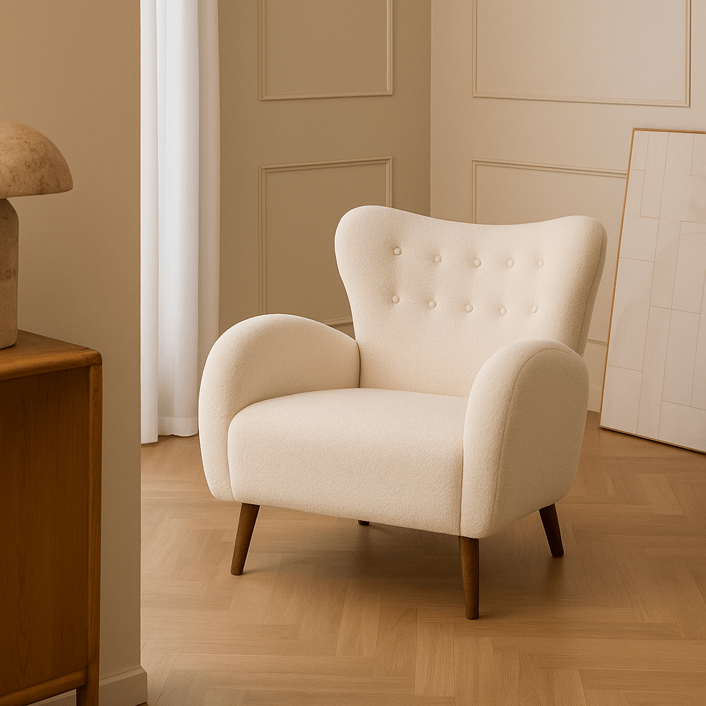 Sillón escandinavo tejido Bouclé Fleming - Vintahome