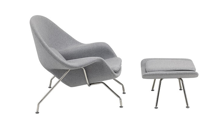 Sillón lounge tapizado con reposapiés Noma
