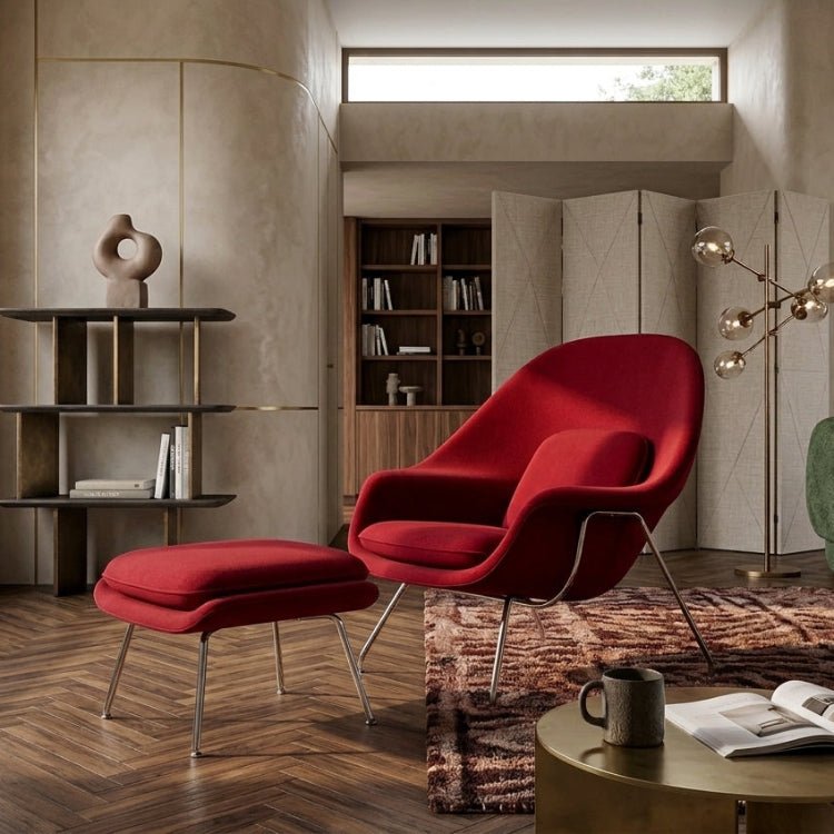 Sillón lounge tapizado con reposapiés Noma - Vintahome