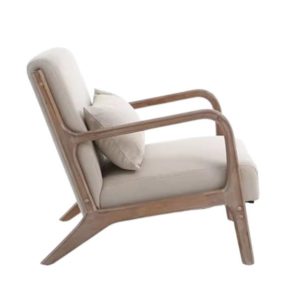 Sillón nórdico madera tapizado lino beige - Vintahome
