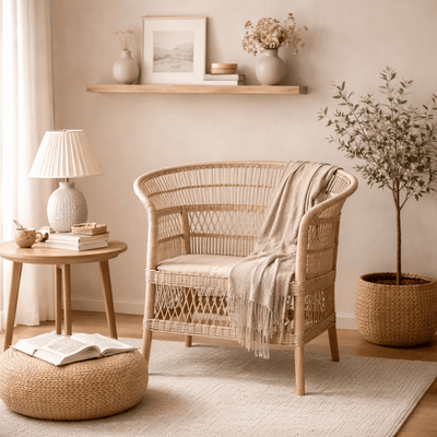 Poltrona de vime natural tailandês - Vintahome