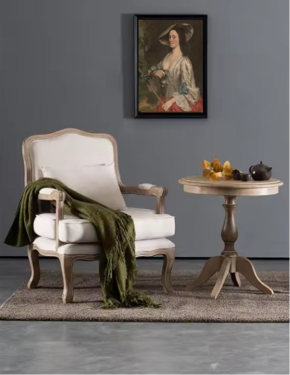 Sillón estilo francés Luis XV lino beige