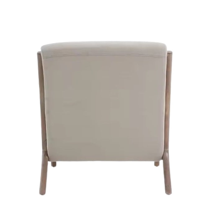 Sillón nórdico madera tapizado lino beige