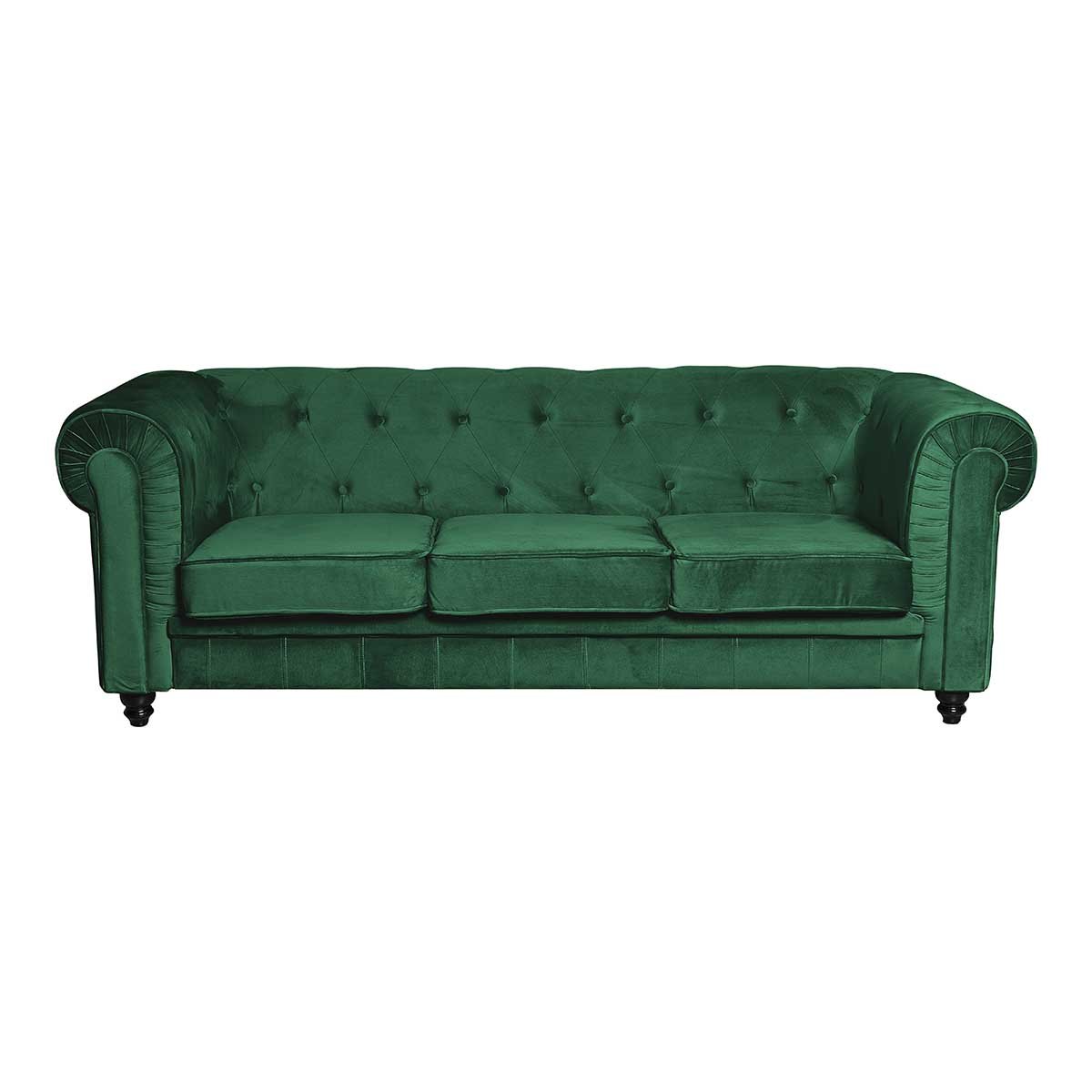 Sofá 3 plazas Chesterfield terciopelo verde - Vintahome