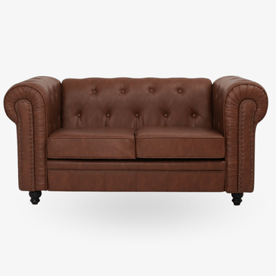 Vintage bruine 2-zits Chesterfield bank - Vintahome