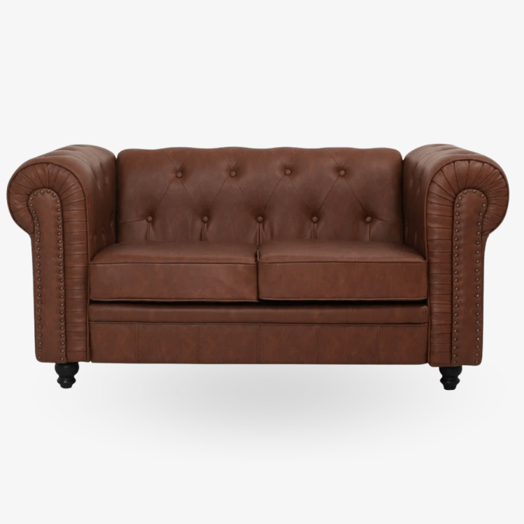 Sofá chesterfiel 2 plazas marrón vintage - Vintahome
