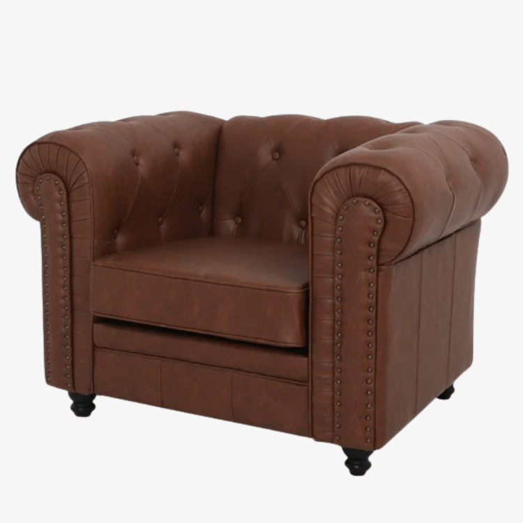 Sofá Chesterfield 1 plaza marrón vintage - Vintahome