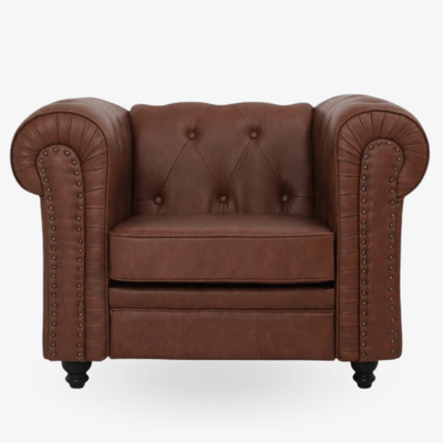 Vintage braunes 1-Sitzer-Chesterfield-Sofa - Vintahome