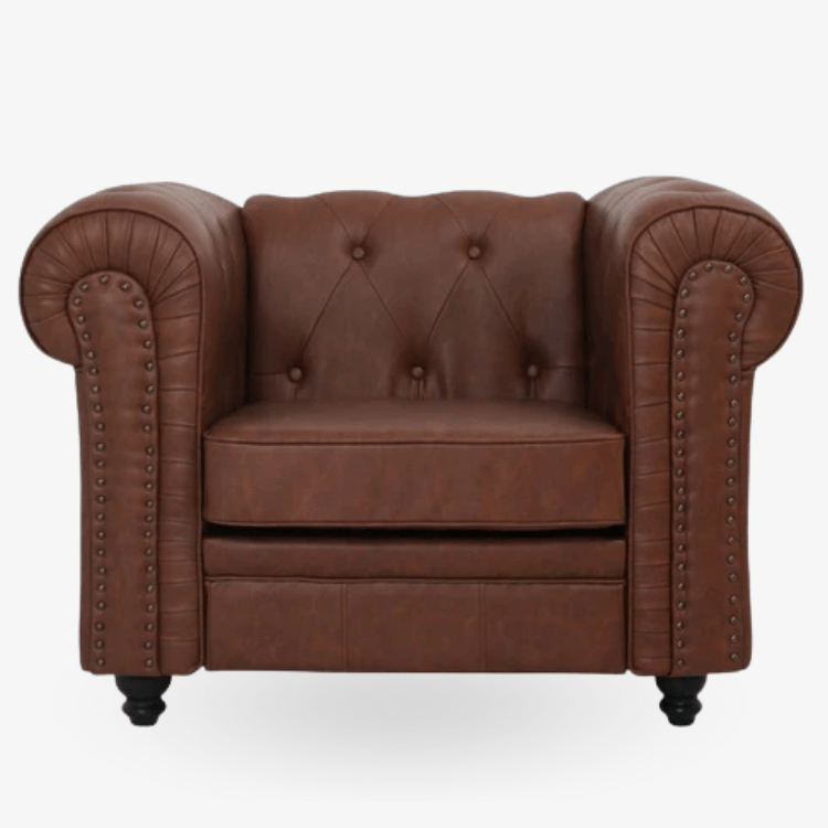 Sofá Chesterfield 1 plaza marrón vintage - Vintahome