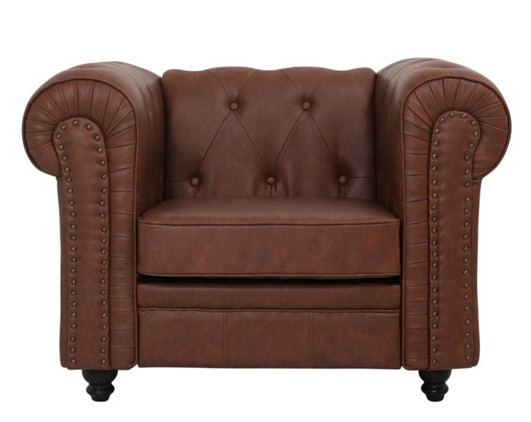 Sofá Chesterfield 1 plaza marrón vintage