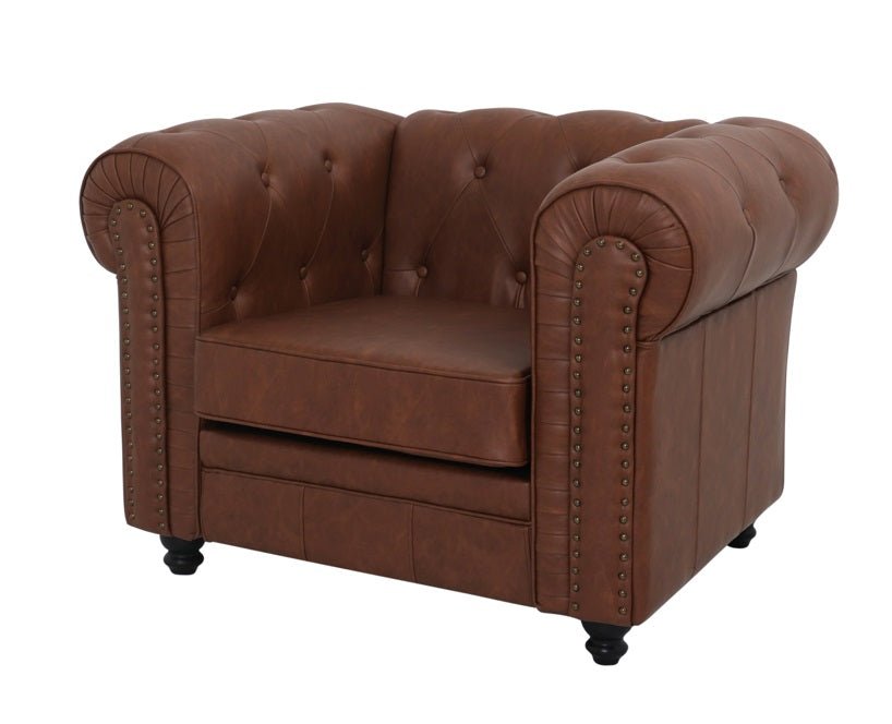 Sofá Chesterfield 1 plaza marrón vintage