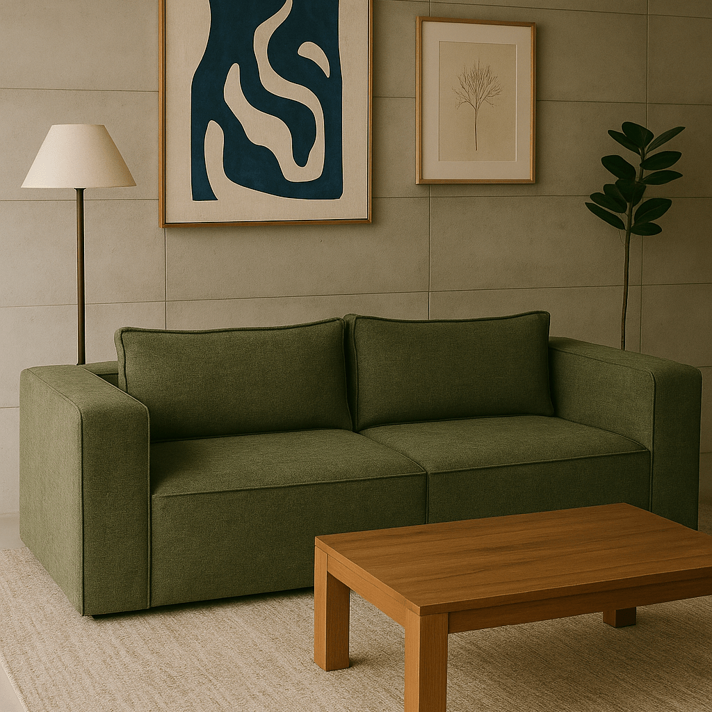 Sofá Manila de chenilla verde - Vintahome