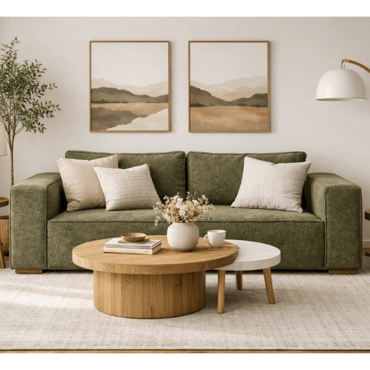 Sofá Manila de chenilla verde - Vintahome