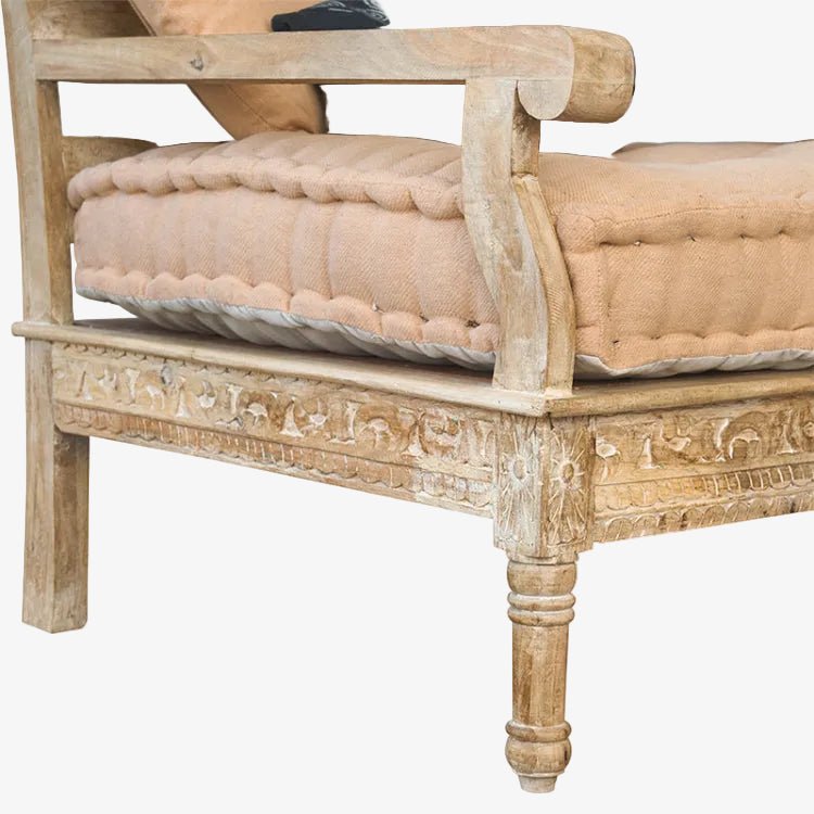 Sofá tallado madera mango rústico Barny - Vintahome