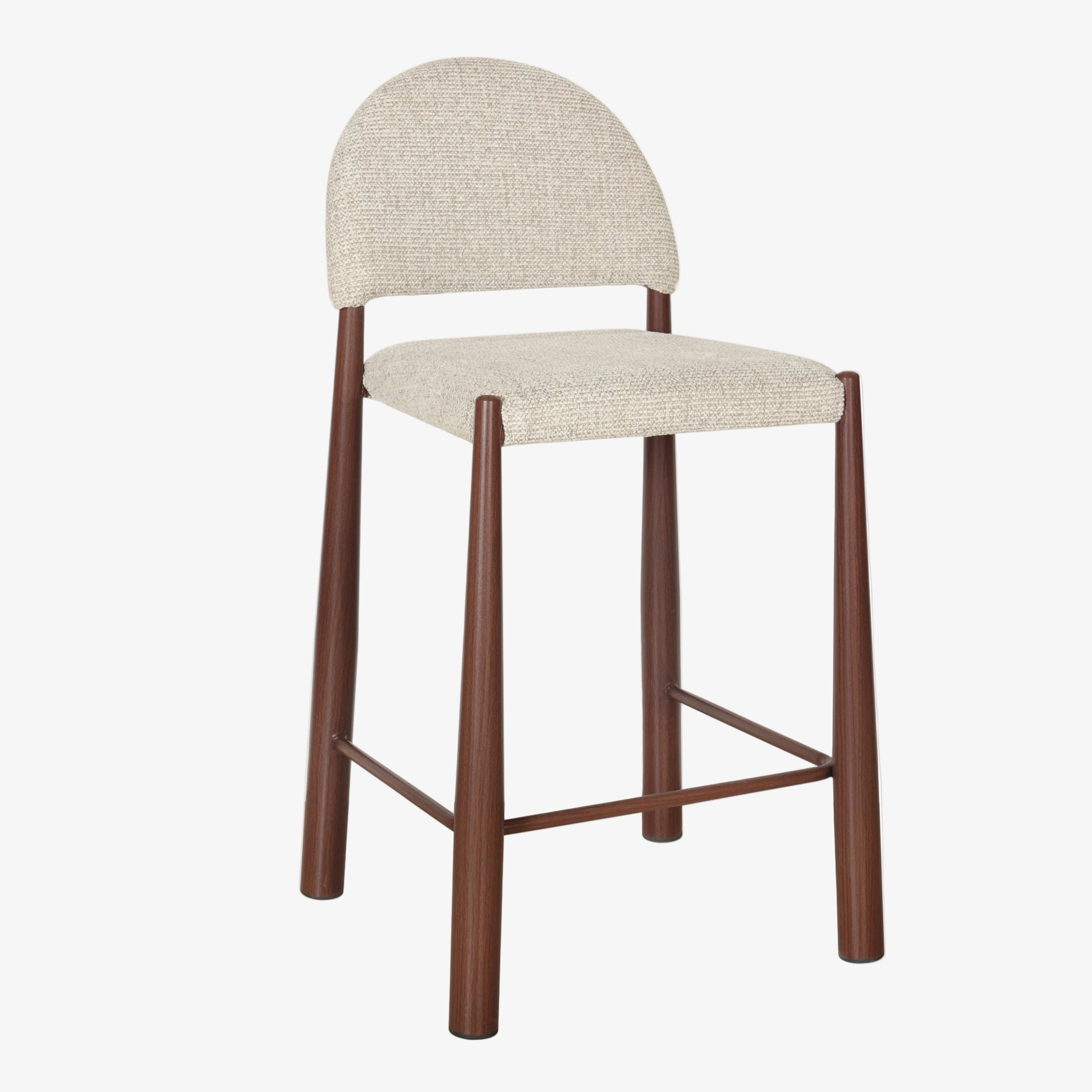 Taburete alto Maira Light Brown con patas de acero efecto nogal