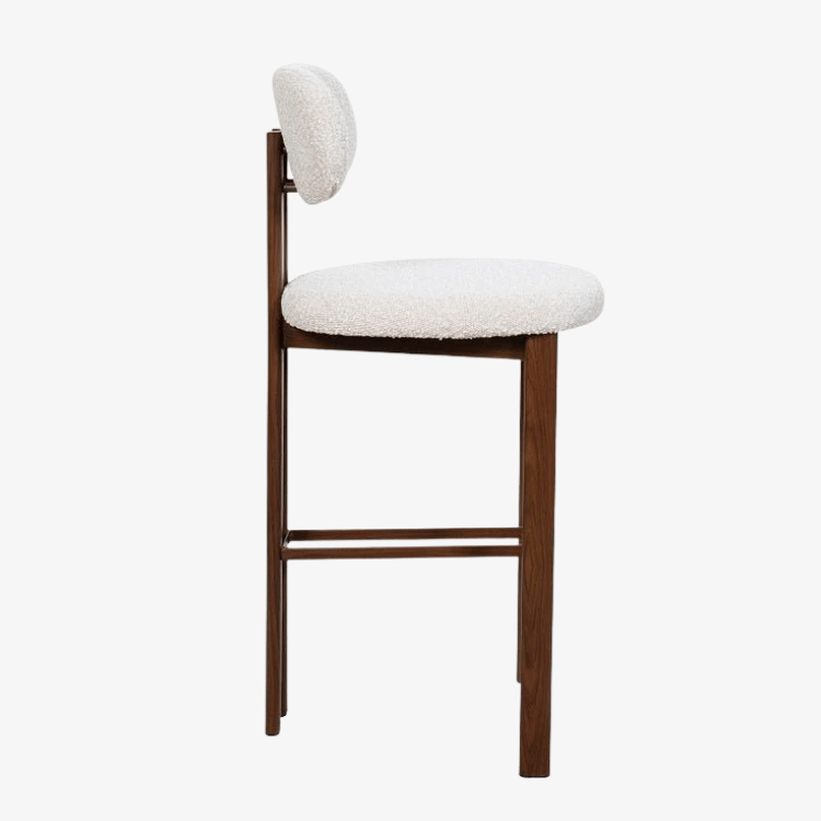 Taburete de bar acero nogal tapizado bouclé Liberty 75 - Vintahome