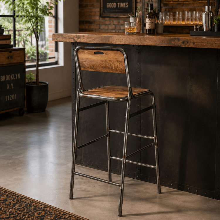 Taburete de bar industrial plegable Inda - Vintahome