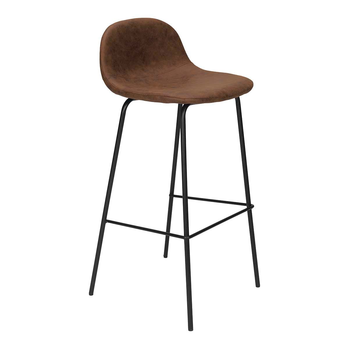 Taburete de bar microfibra marrón H75cms Connor