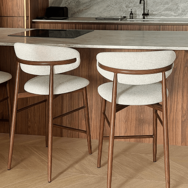 Taburete de bar nórdico acero nogal Olimpo 65cm - Vintahome