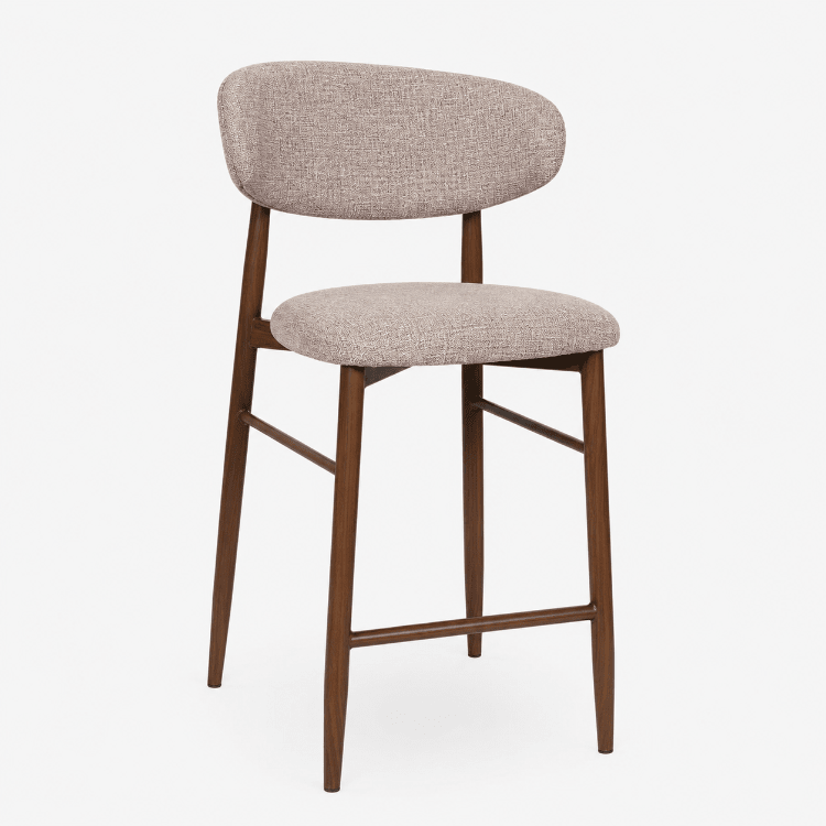 Banqueta alta nórdica em aço nogueira Olimpo 65cm - Vintahome