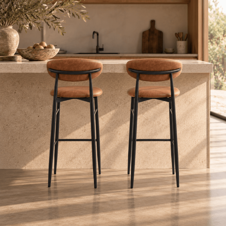 Taburete de bar nórdico Olimpo marrón vintage 75cm - Vintahome