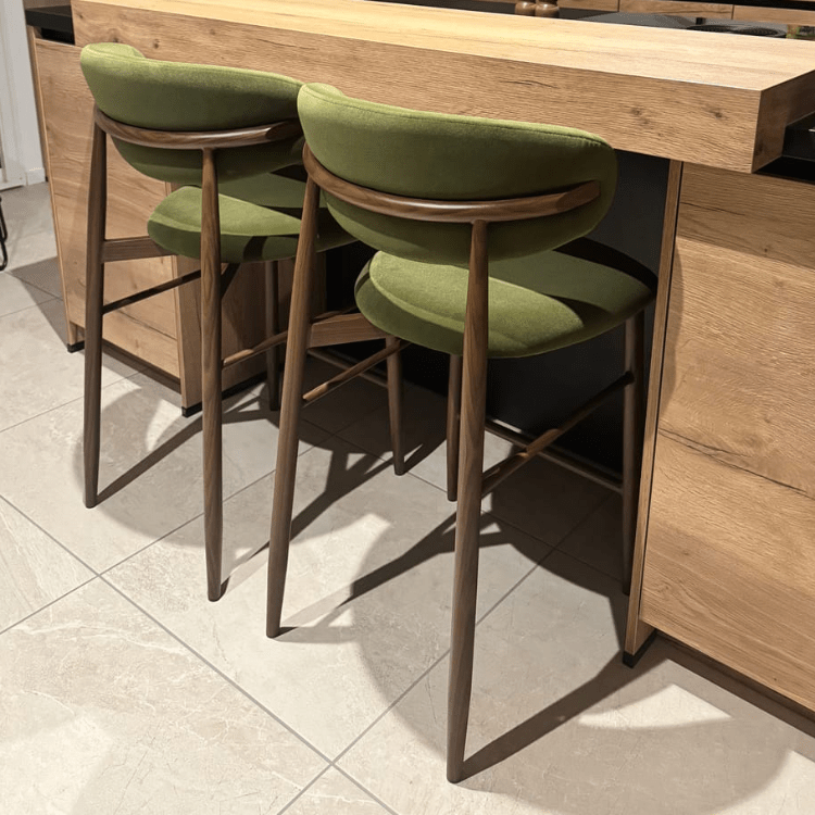 Taburete de bar nórdico Olimpo terciopelo verde - Vintahome