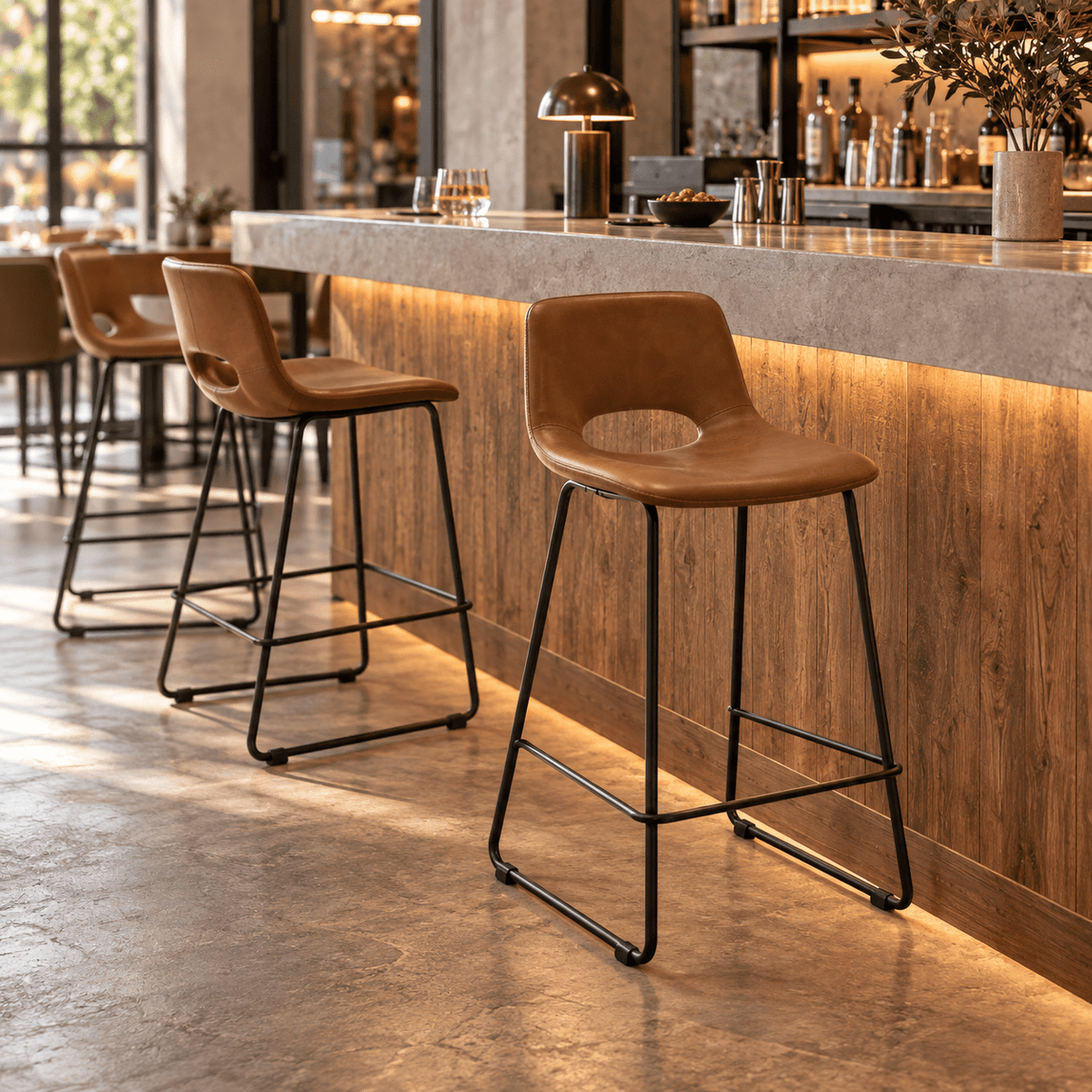 Taburete de bar semipiel H65cms Lewis - Vintahome