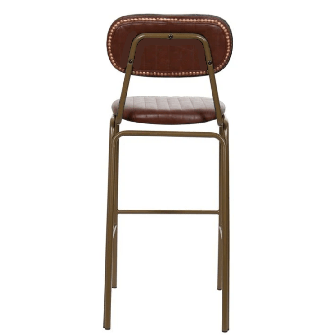 Taburete de bar vintage acero dorado y semi piel marrón Jerald H75 - Vintahome